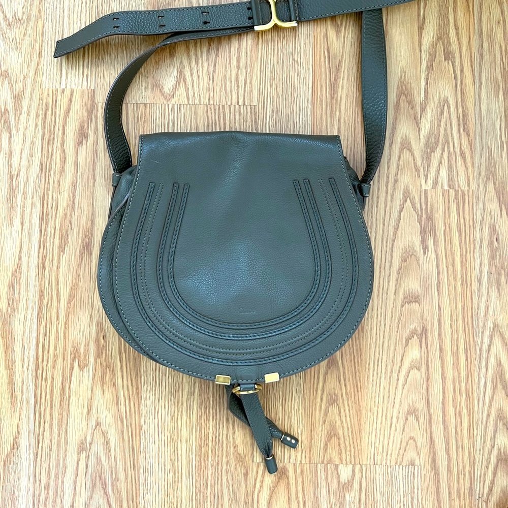 CHLOE Marcie medium leather Anchor green bag